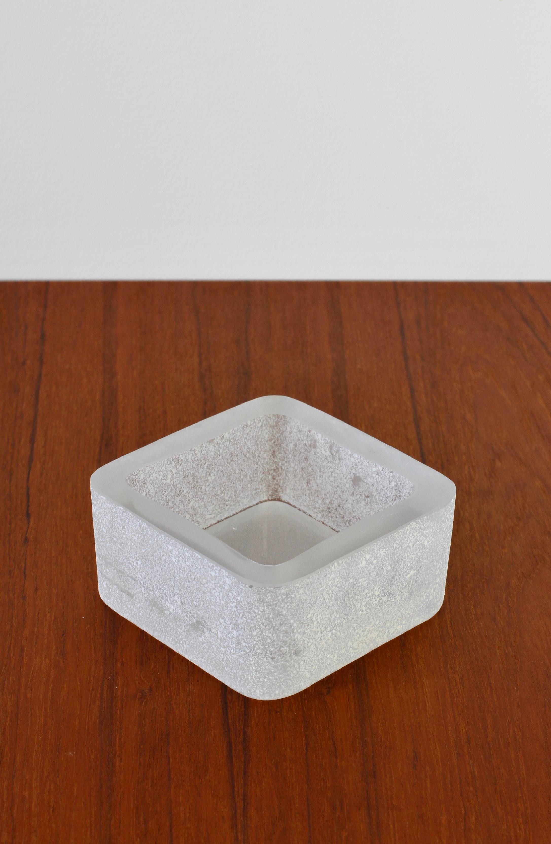 Seguso White 'a Scavo' Murano Glass Bowl Karl Springer Style 1980s For Sale 1