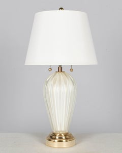 Seguso White Murano Glass Mid Century Lamp