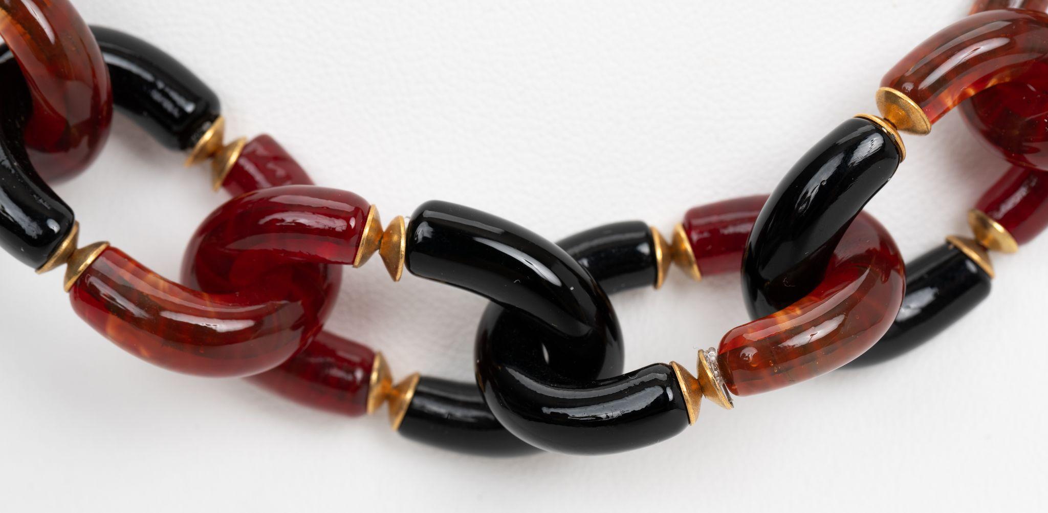 Archimede Seguso für Chanel Glasgliederkette aus roten und schwarzen Glasgliedern, die ineinandergreifende 