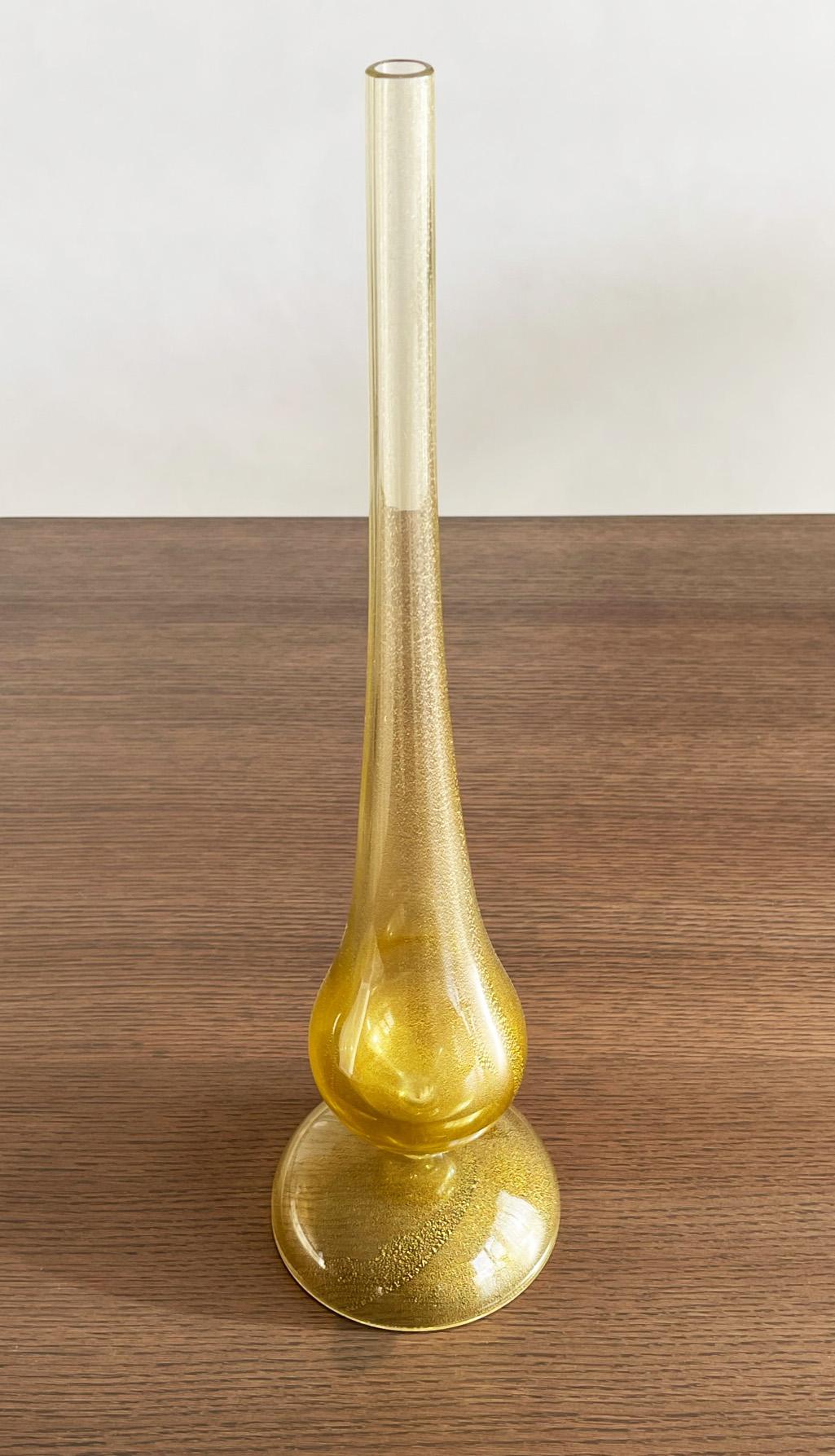 Rococo Seguso for Donghia - Modern Gold Murano Glass Vase, Handblown, Signed