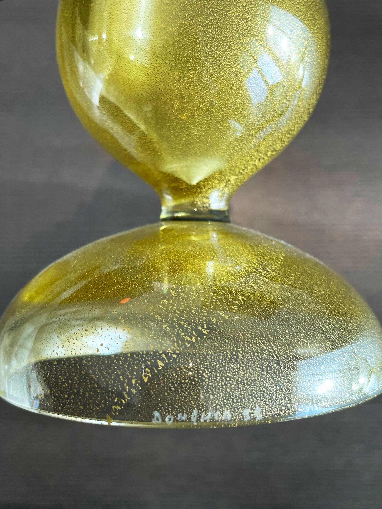 Italian Seguso for Donghia - Modern Gold Murano Glass Vase, Handblown, Signed