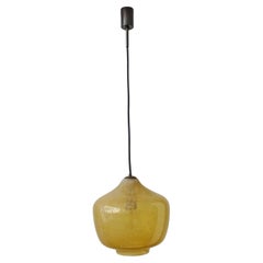 Lampe suspendue en verre de Murano Seguso bollicine jaune, Italie années 1950