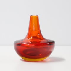 Seguso Yellow Red Bottle Vase