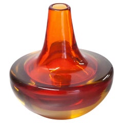 Seguso Yellow Red Bottle Vase