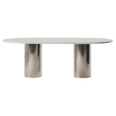 Seho Dining Table in Microcement and Stainless steel by Marlot Baus
