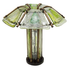Very Rare Rattan And Coloured Acrylic Glass Table Lamp, 1970s