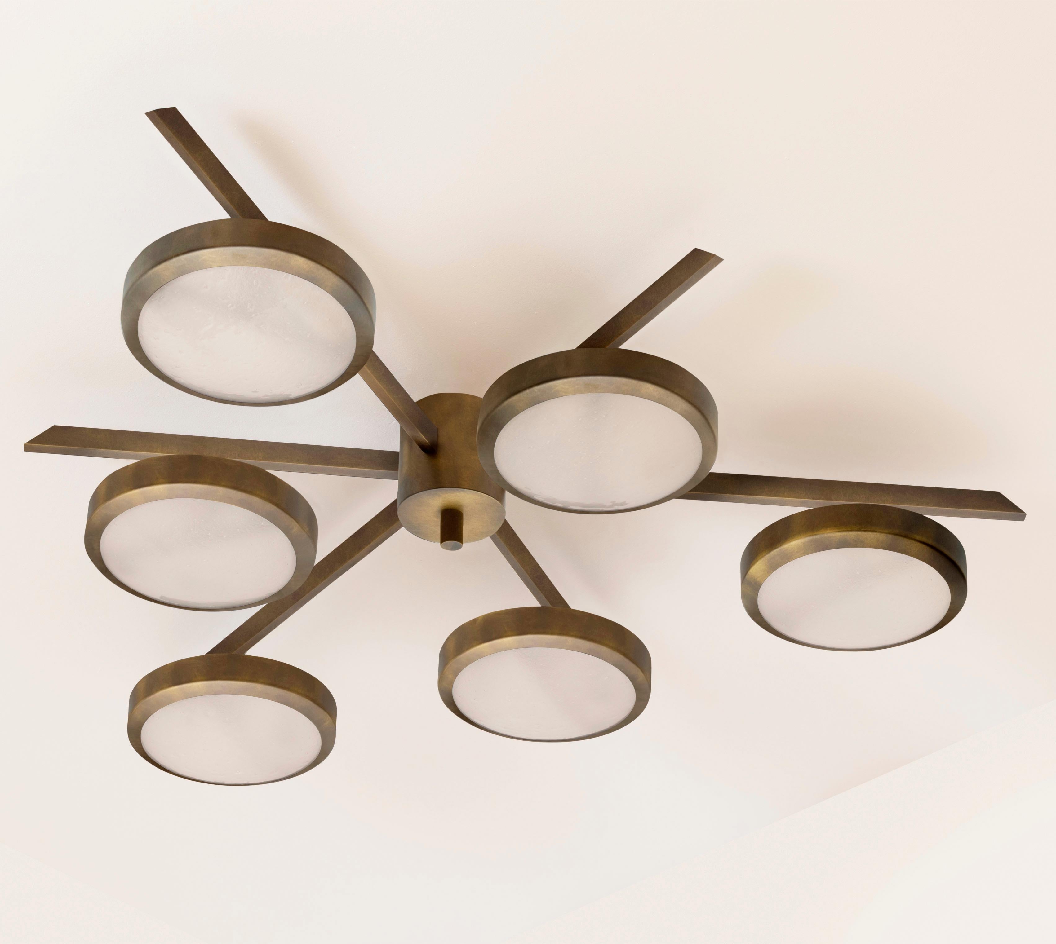 Sei-Deckenleuchte von Gaspare Asaro – Bronze-Finish (Moderne) im Angebot