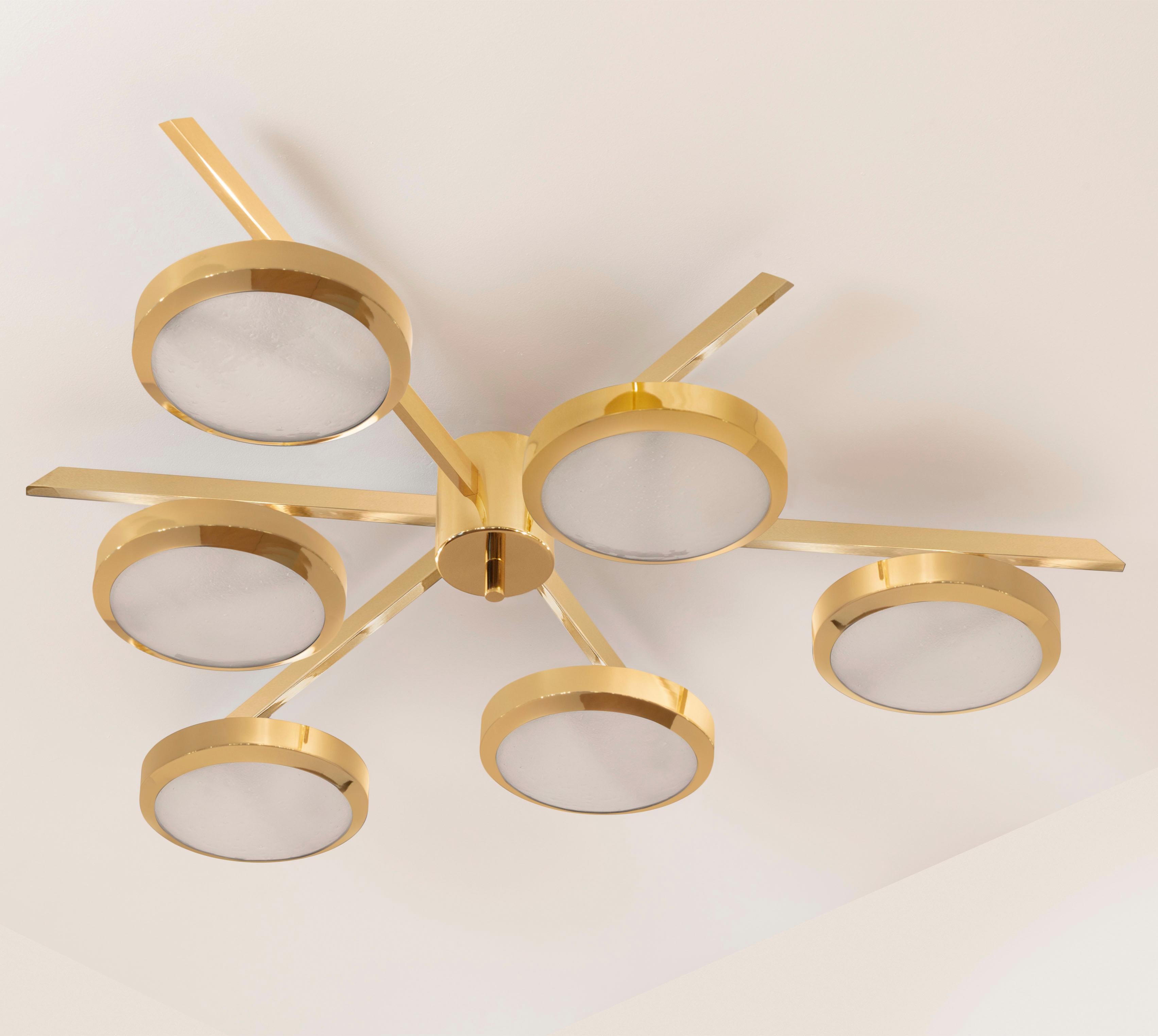 Modern Sei Ceiling Light by Gaspare Asaro - Polished Brass Finish For Sale