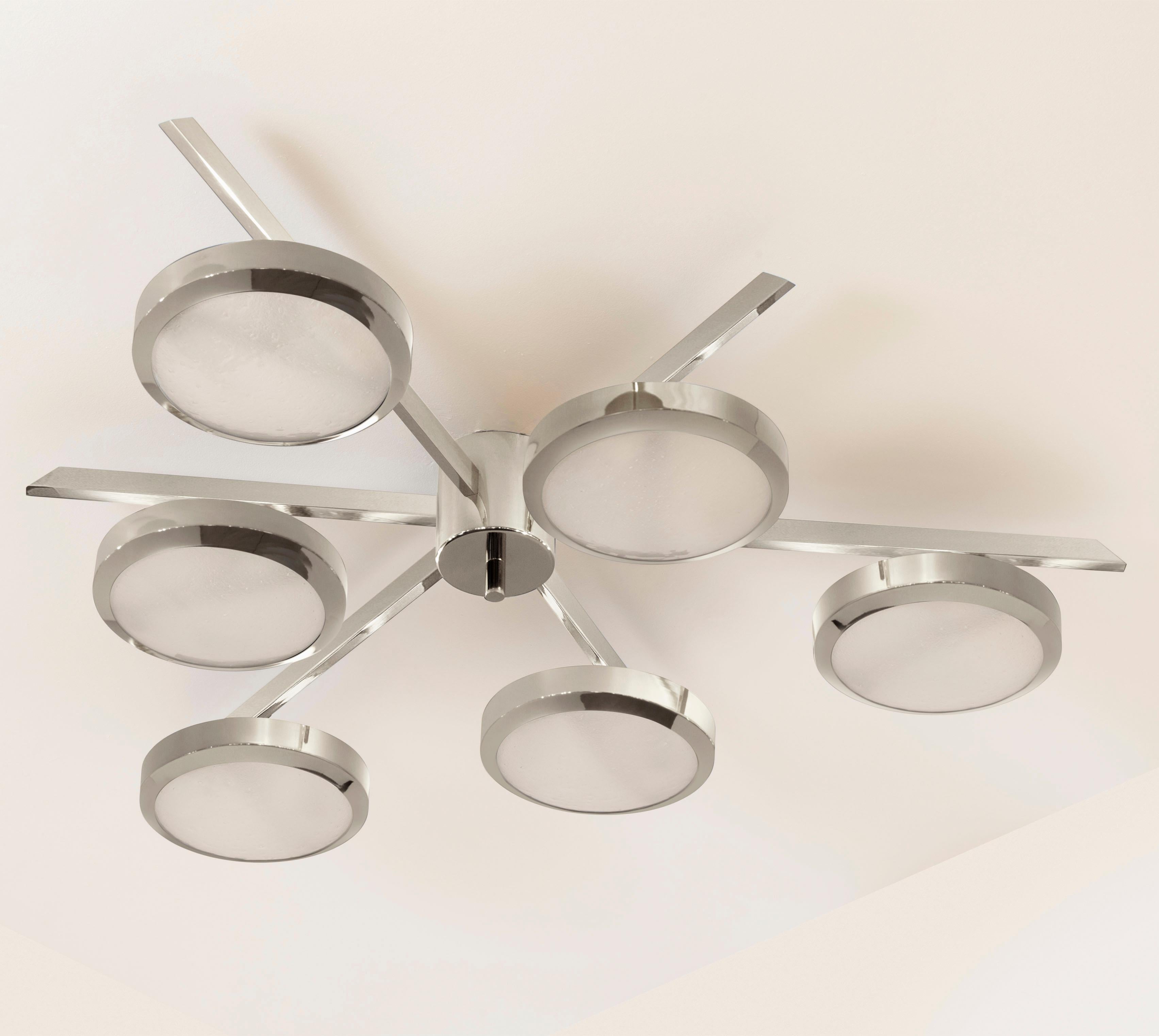 Modern Sei Ceiling Light by Gaspare Asaro - Polished Nickel Finish For Sale