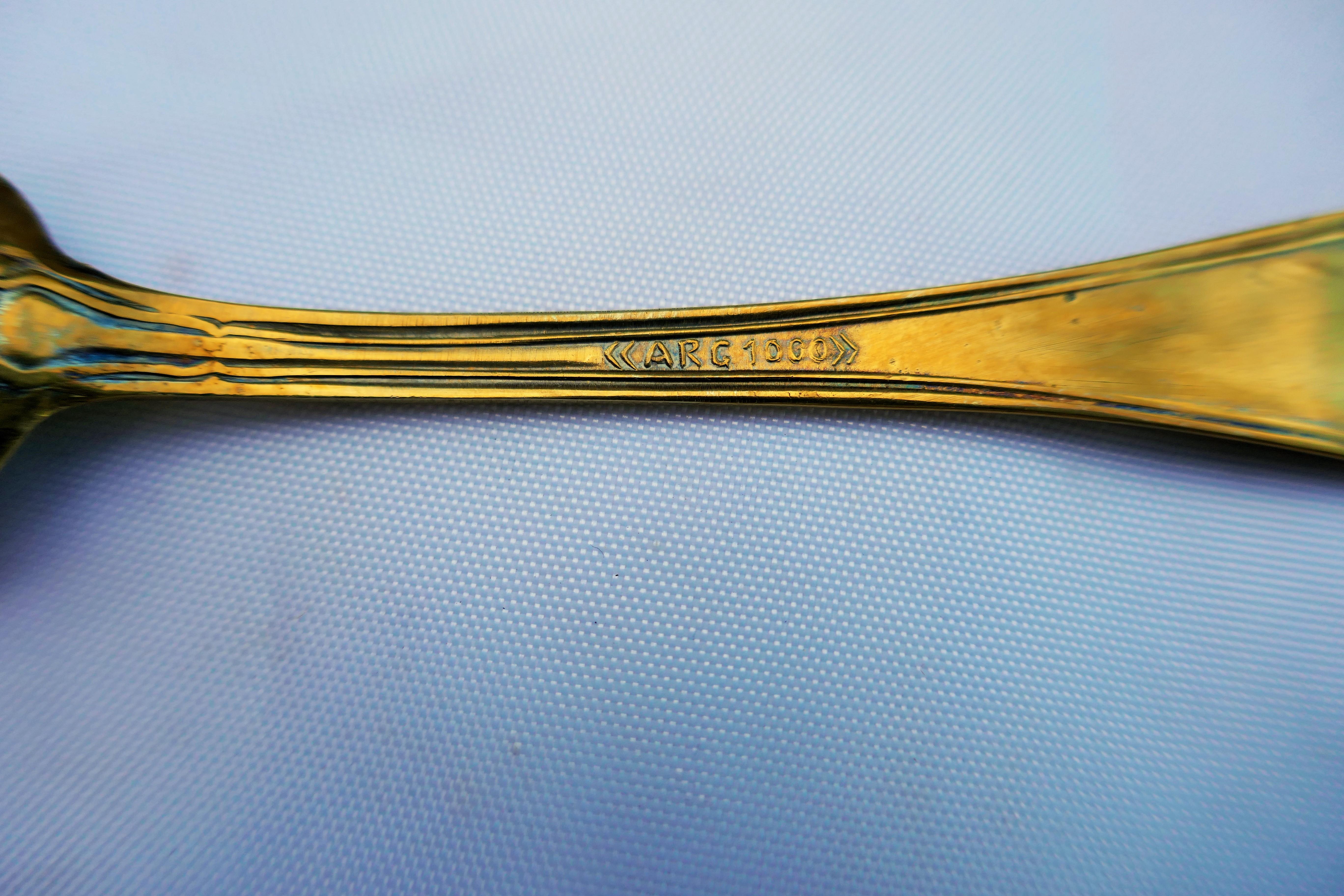 Sei cucchiaini in argento 1000 1