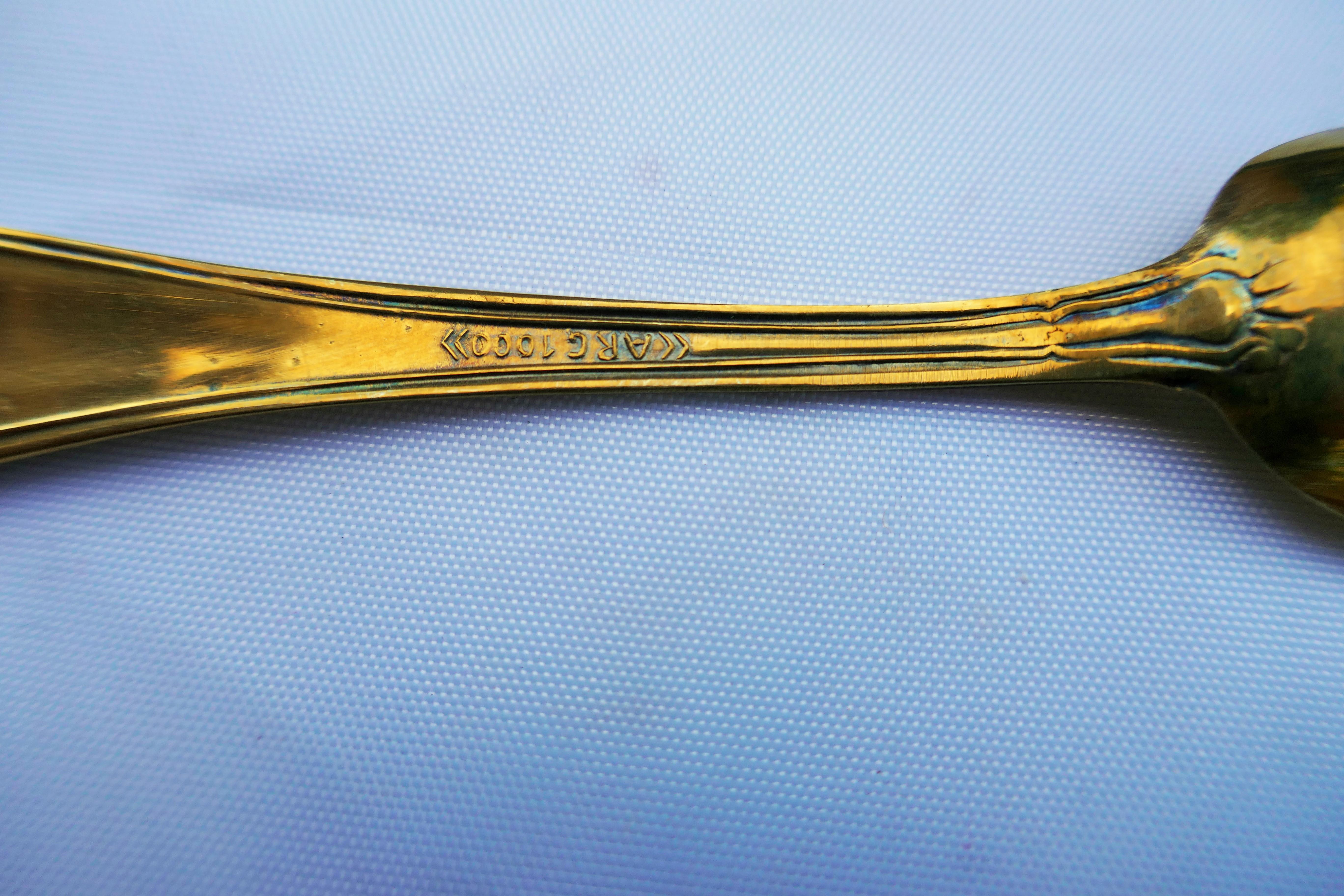 Sei cucchiaini in argento 1000 2