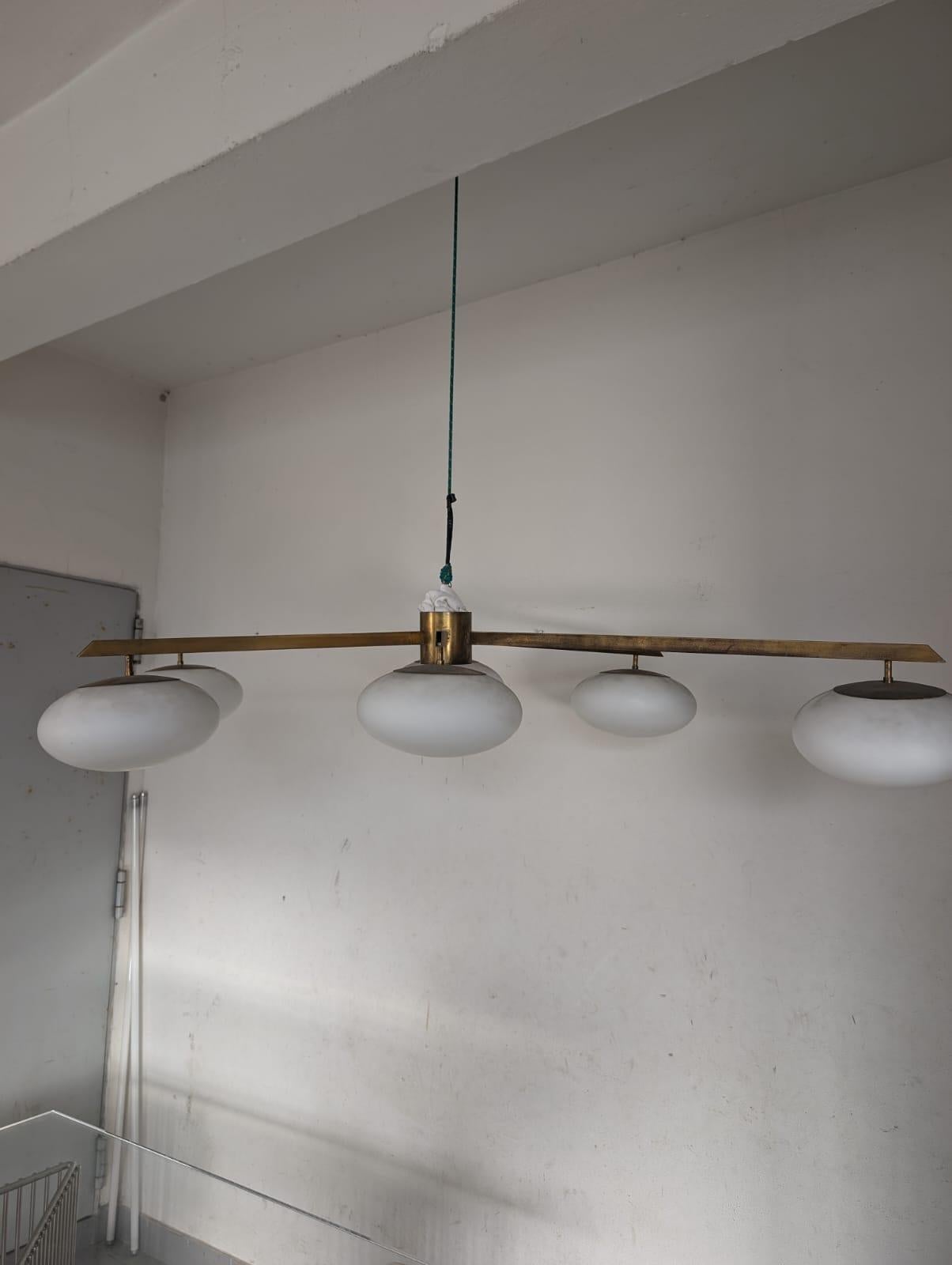 Brass Sei Lune (Six Moons) Ceiling Light by Angelo Lelii for Arredoluce, 1960s
