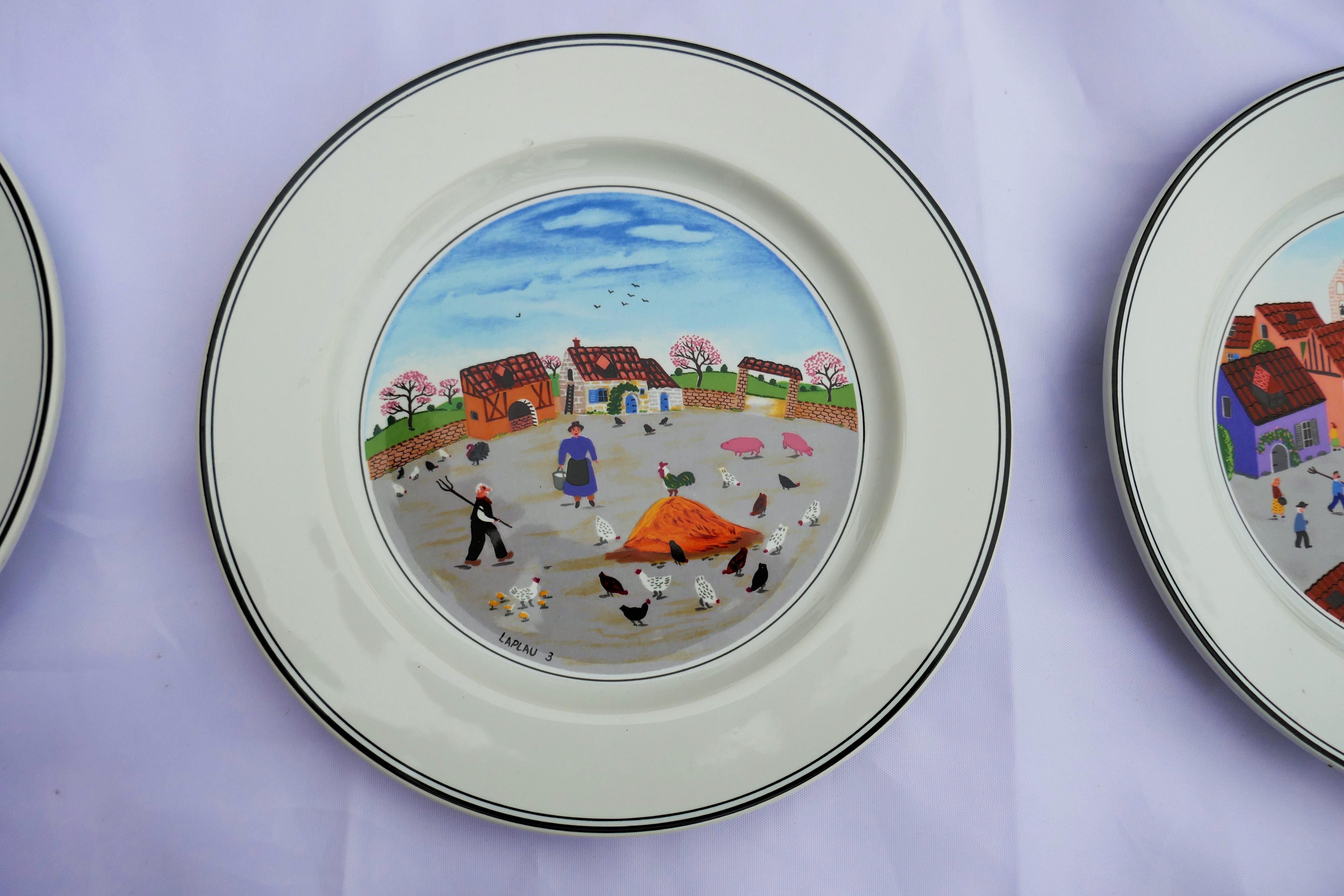 German Six Naif Plates by Gerard Laplau for Villeroy & Boch For Sale