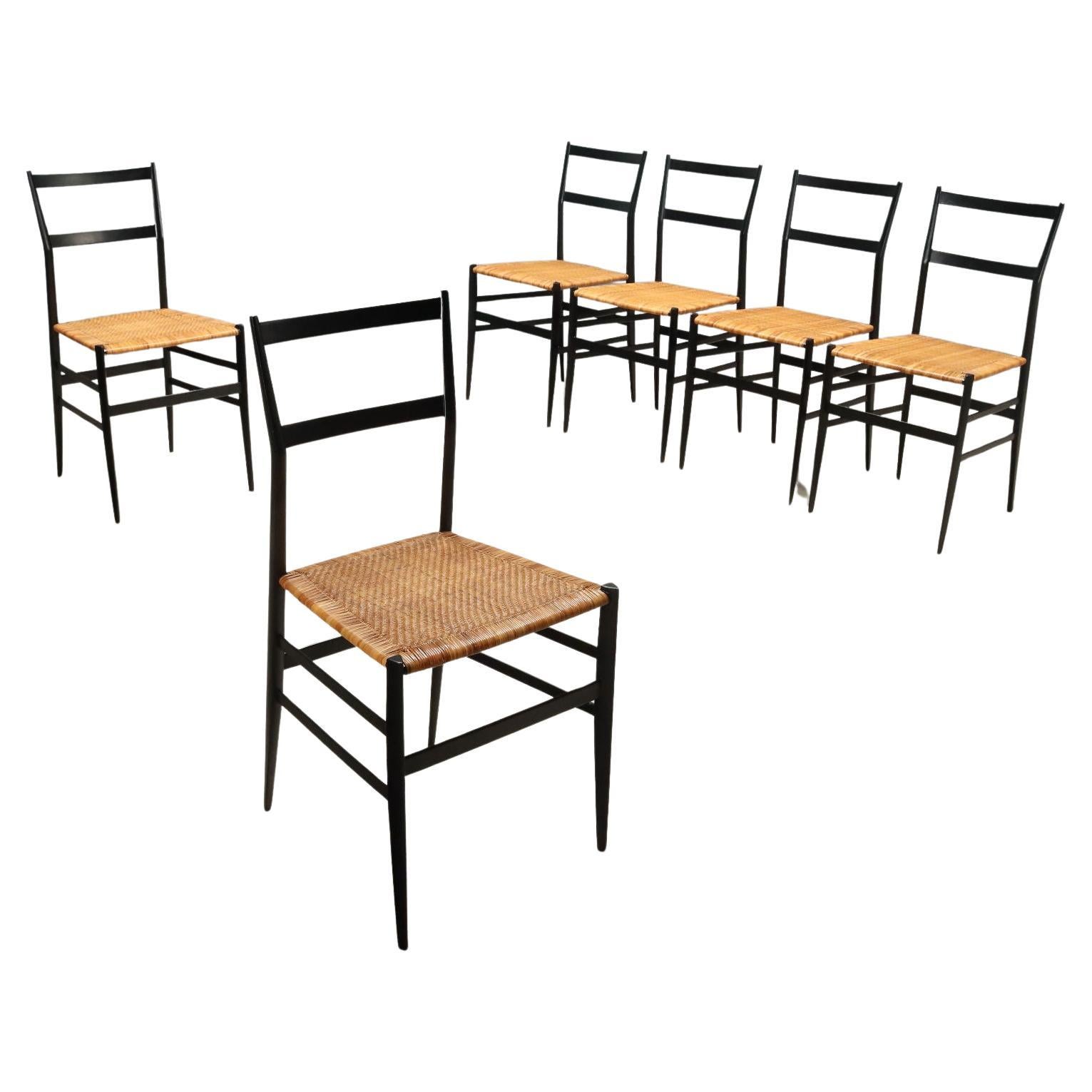 Seis sillas 
699 Superleggera
 de Gio Ponti para Cassina Años 60 en venta