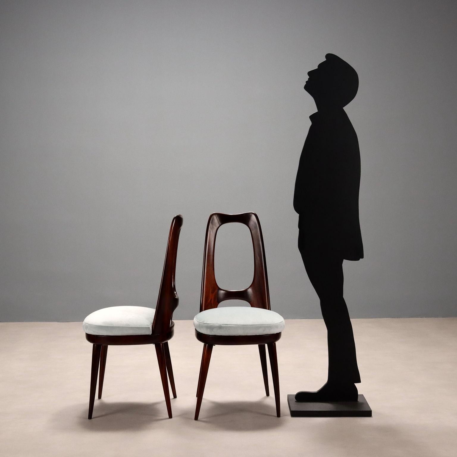 Mid-Century Modern Six chaises des années 1950 en acajou teinté