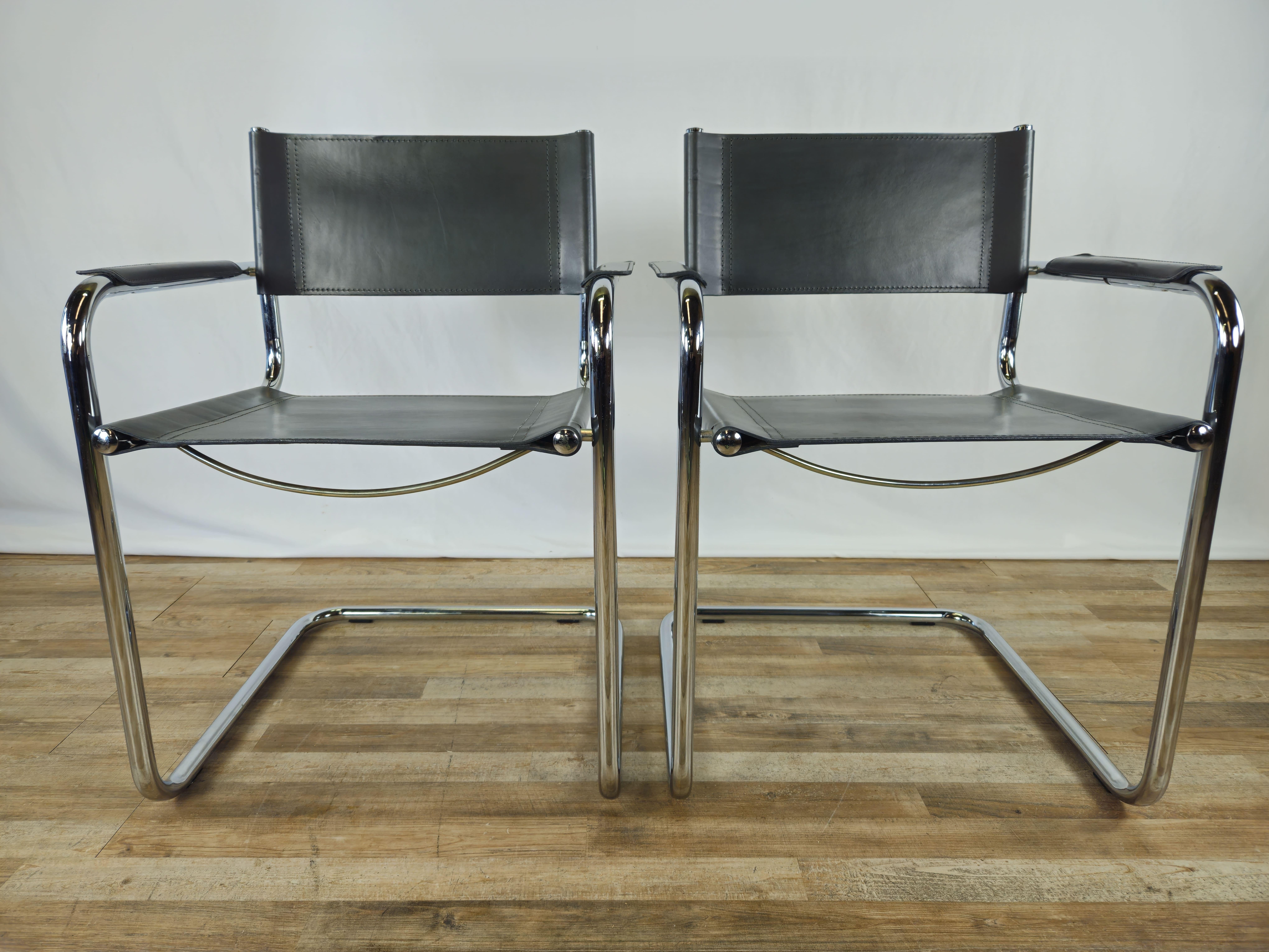 Late 20th Century Six Bauhaus chairs model 3-95 in 1970s tubular steel For Sale