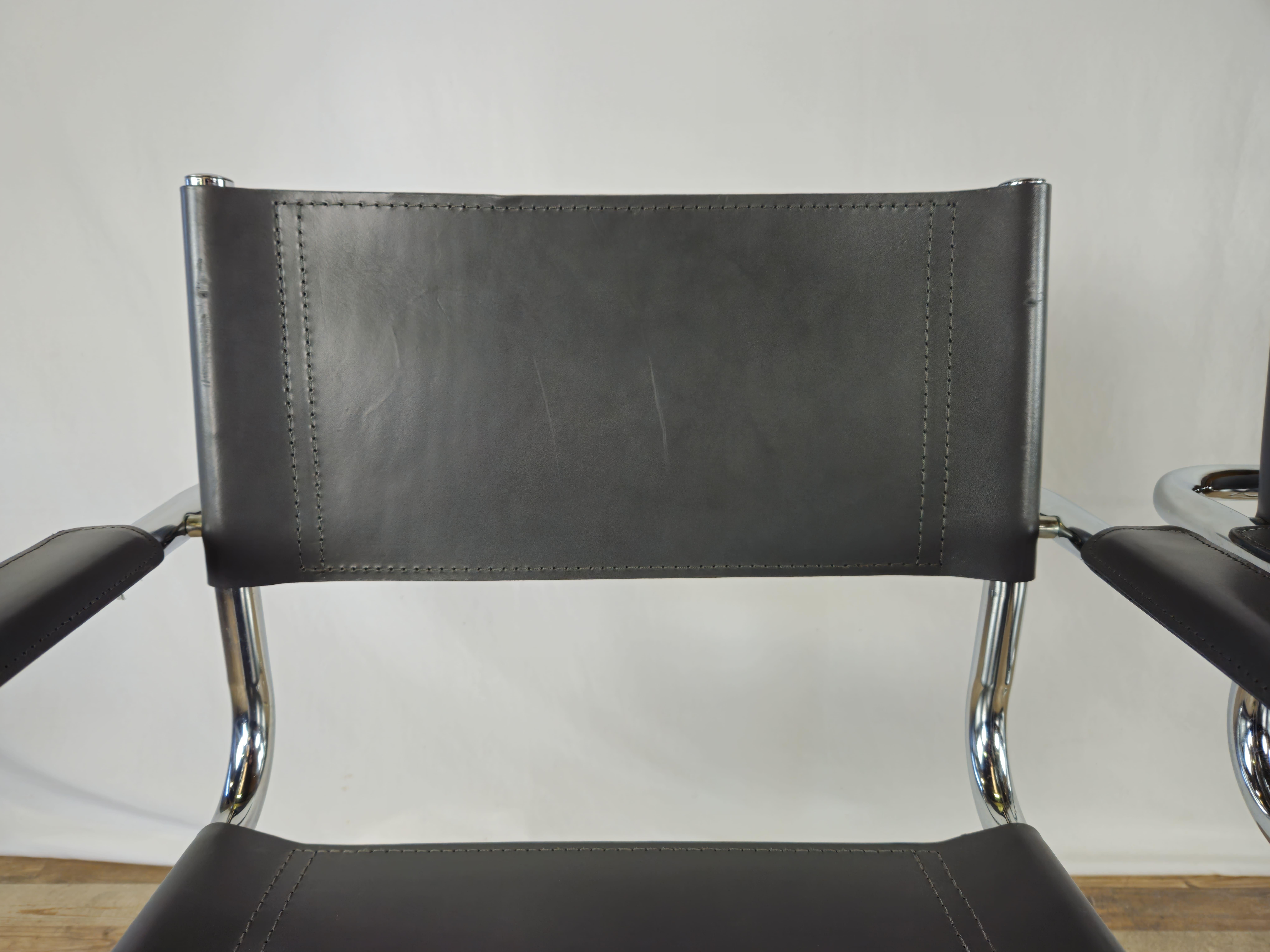 Steel Six Bauhaus chairs model 3-95 in 1970s tubular steel For Sale