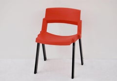 Six red and black CITY dining chairs by Lucci & Orlandini for Lamm
