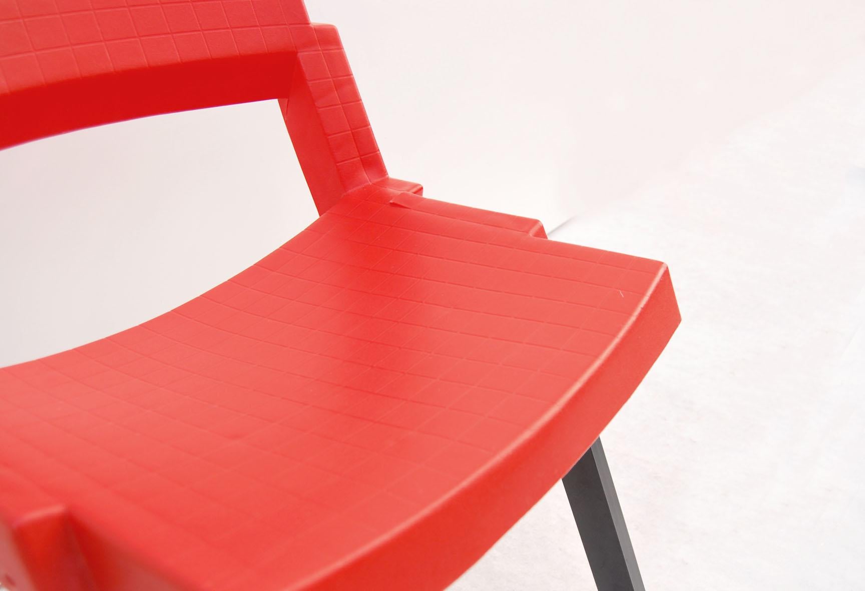 Metal Six red and black CITY dining chairs by Lucci & Orlandini for Lamm  For Sale