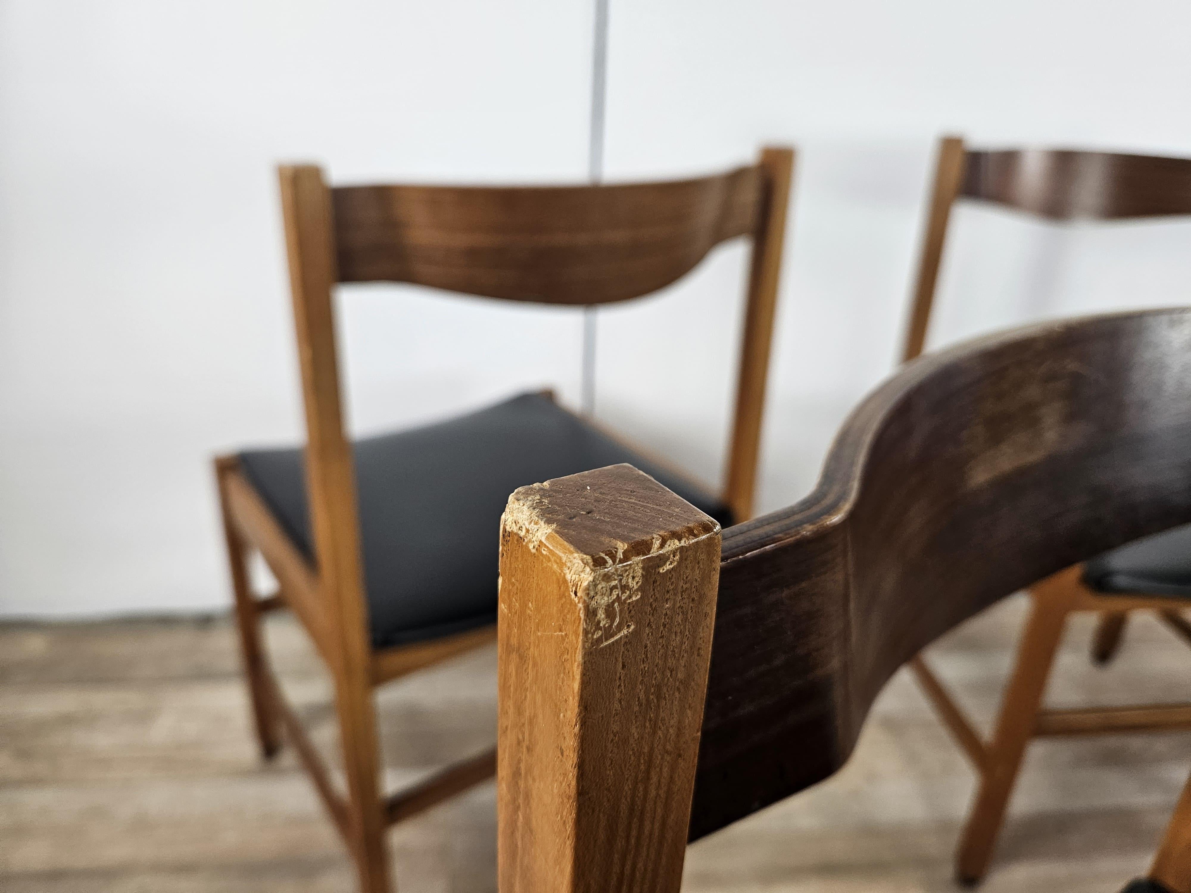 Sechs Esszimmerstühle aus Teakholz und Leder im skandinavischen Stil der 1970er Jahre im Angebot 4