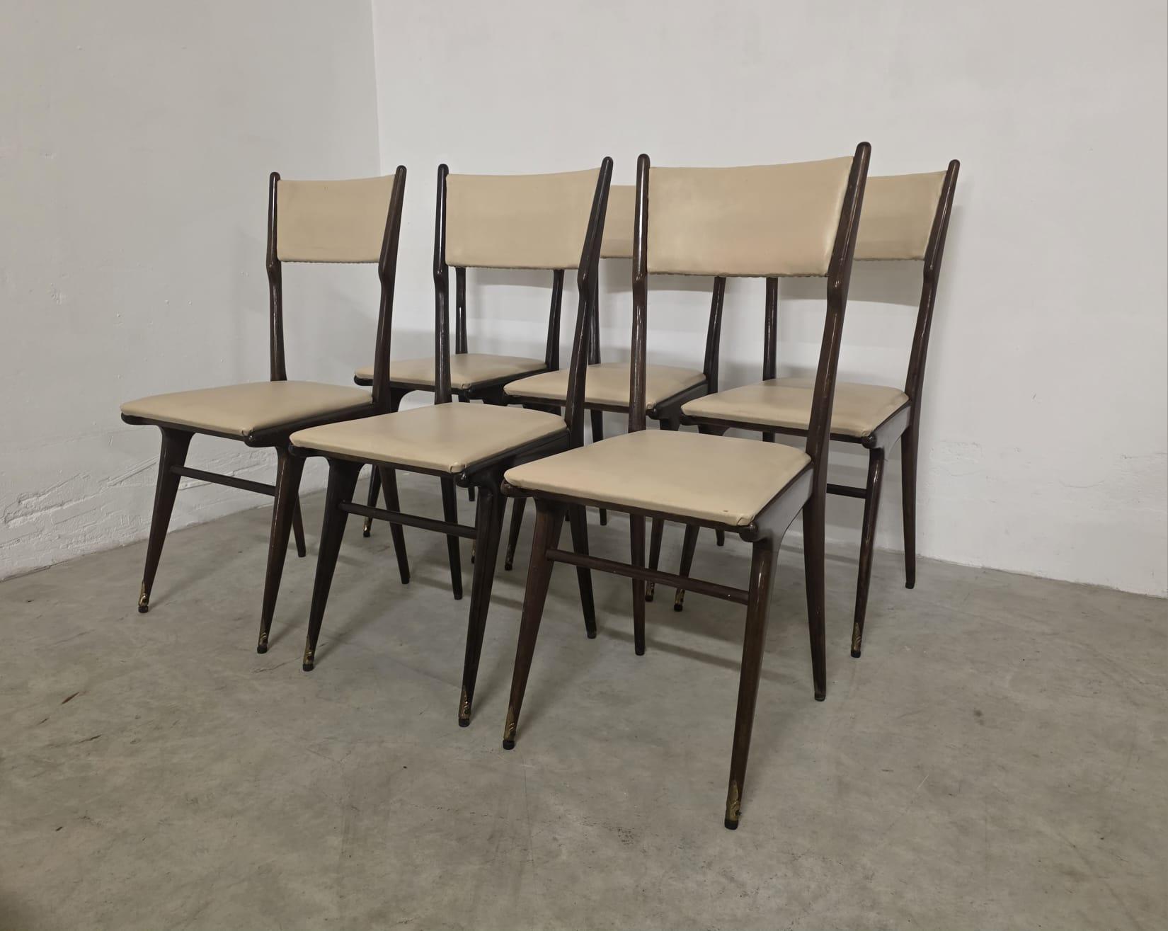 Seis sillas de Carlo De Carli años 50 Italian en venta