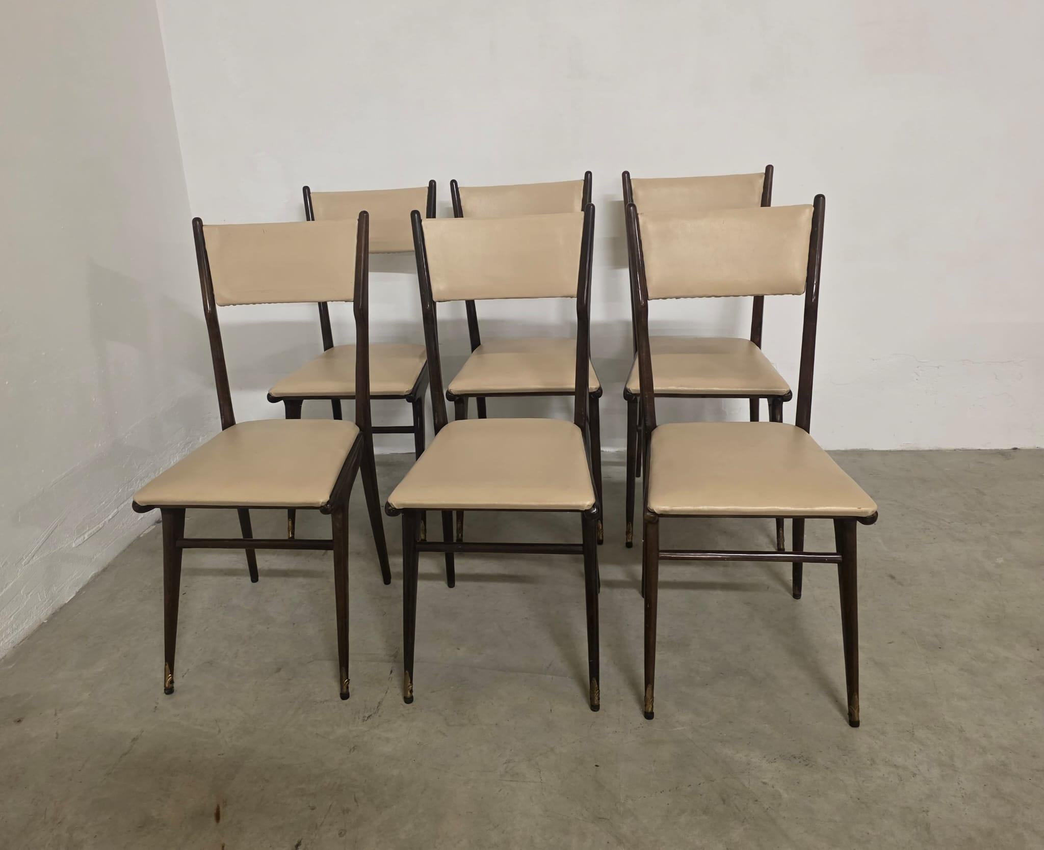 Seis sillas de Carlo De Carli años 50 en Excelente estado para la venta en Torino, IT