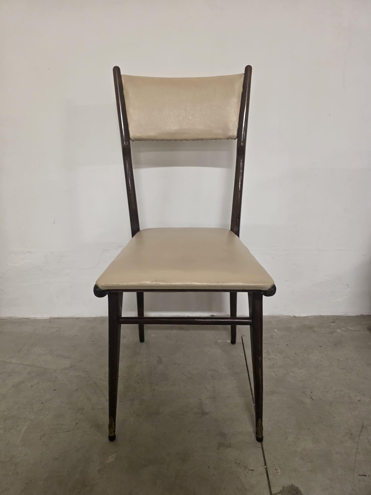 Seis sillas de Carlo De Carli años 50 Nogal en venta