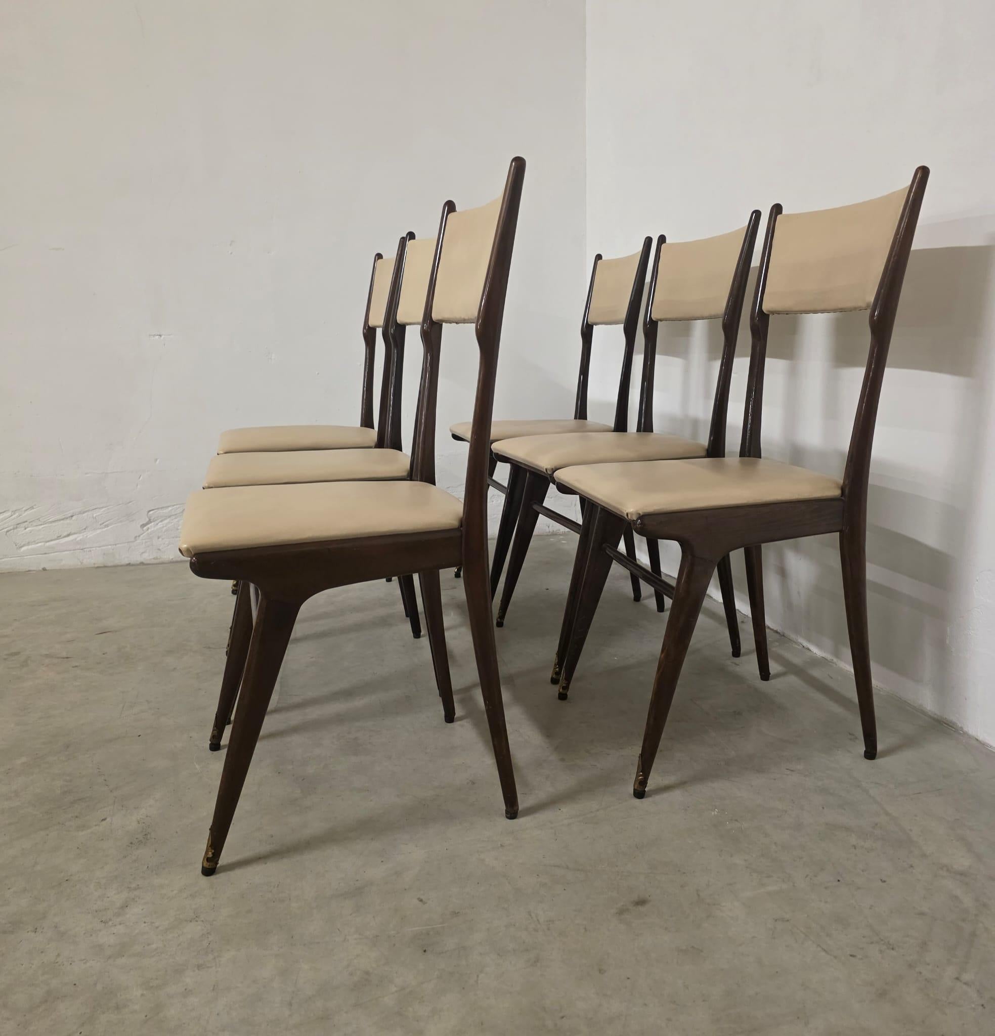 Seis sillas de Carlo De Carli años 50 en venta 1
