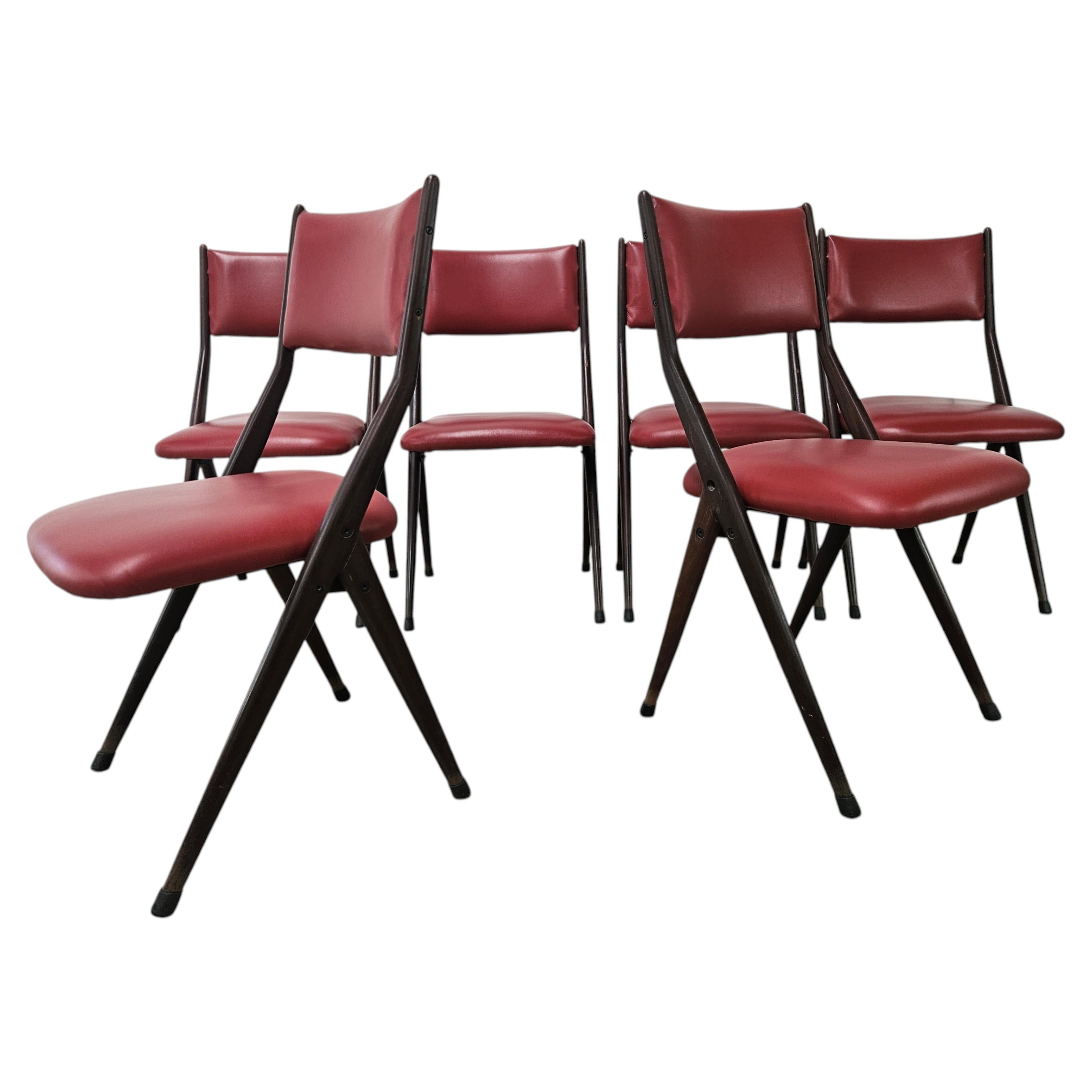 Sechser-Set Esszimmerstühle im Mid-Century-Modern-Stil von Besana, Italien, 1960