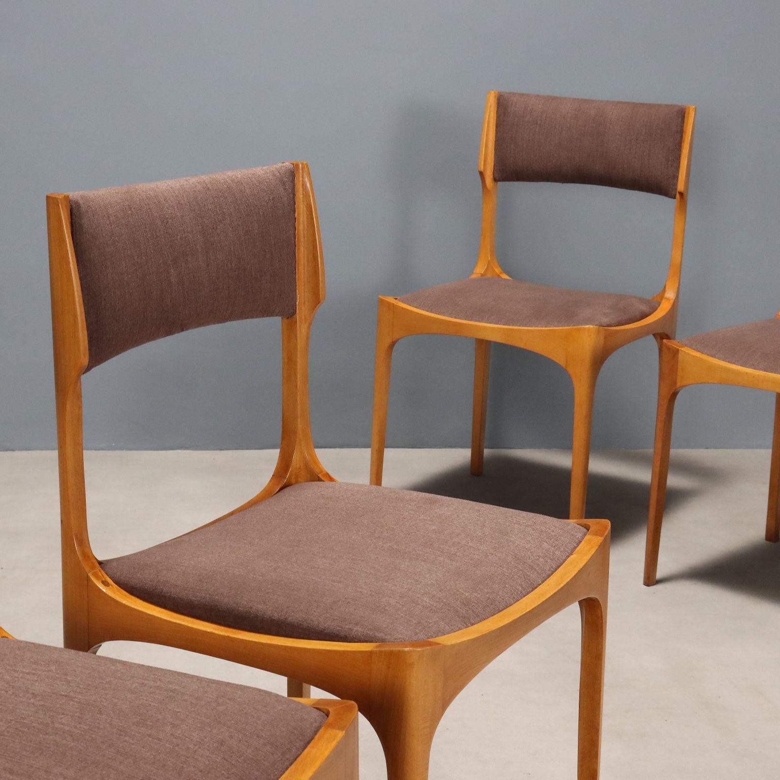 Mid-Century moderno Sei Sedie 'Elisabetta' di Giuseppe Gibelli per Sormani anni 60 in vendita