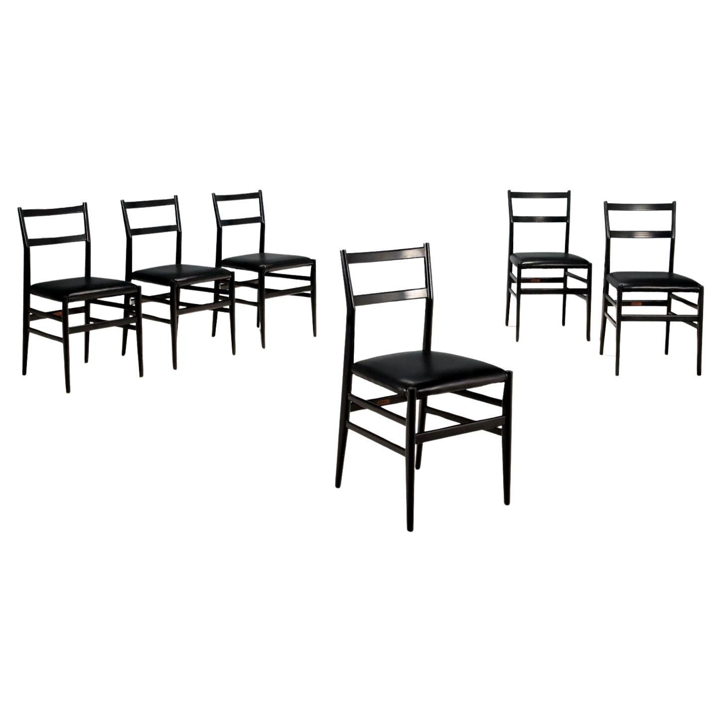 Six chaises "Leggera" de Gio Ponti pour Cassina 1960s-70s en vente