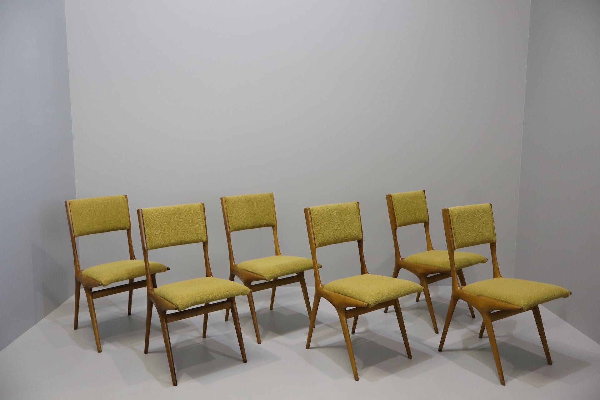 Sechs Stühle  modell '634', entworfen von Carlo de Carli und hergestellt von Casssina 1954 im Zustand „Hervorragend“ im Angebot in Rovereta, SM