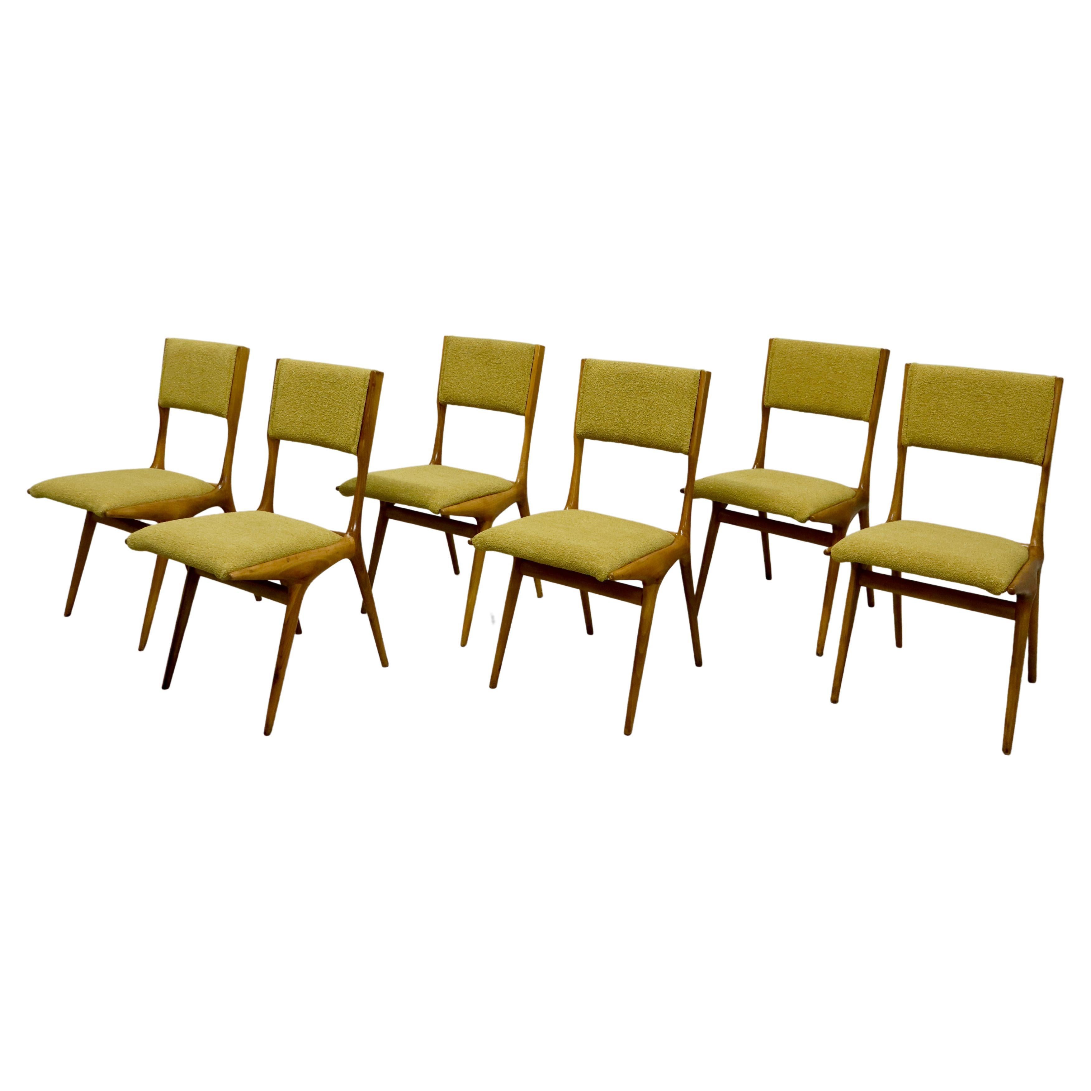 Six chairs  "634" model designed by Carlo de Carli and produced by Casssina 1954 For Sale