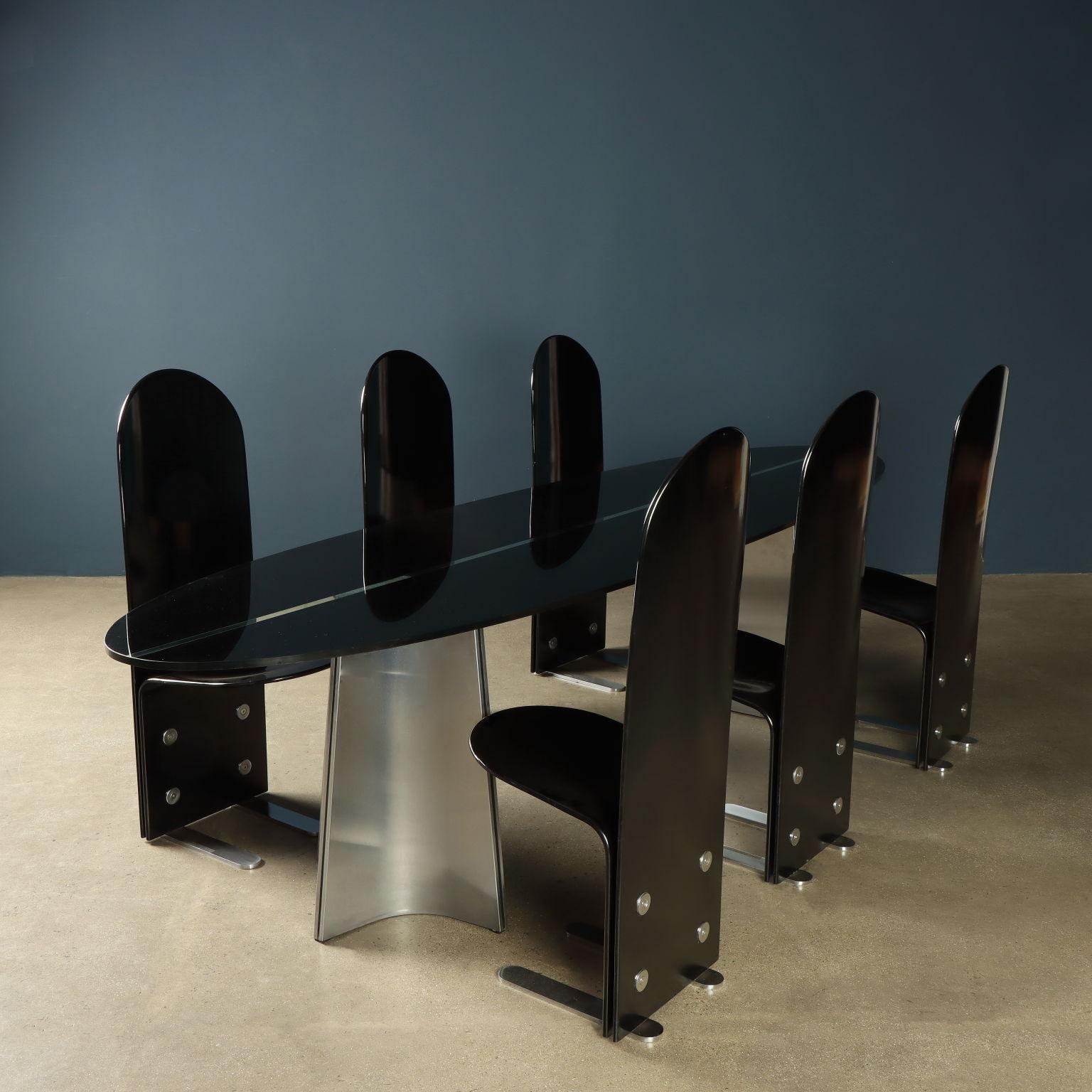 Six 'Pelican' Chairs by Luigi Saccardo for Arrmet 1970s For Sale 1
