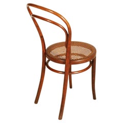 Satz von sechs Thonet Stühlen Nr. 14, Wiener Strohsitz, schellackiert