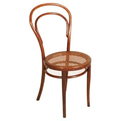 Six Thonet Chairs 14, curved wood, Vienna straw seat, shellac finish