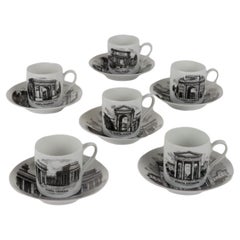 Sei Tazze da Caffè Piero Fornasetti Milano Italia Anni '60
