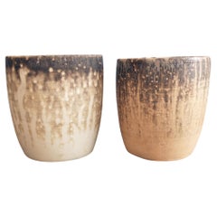 Seicho 2 Pack Raku Planter Pot Pottery - Obvara - Handmade Ceramic