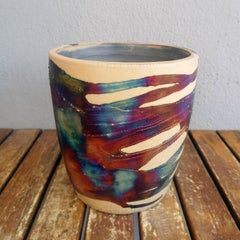 Seicho Raku Planter Pot Pottery, Half Copper Matte, Handmade Ceramic