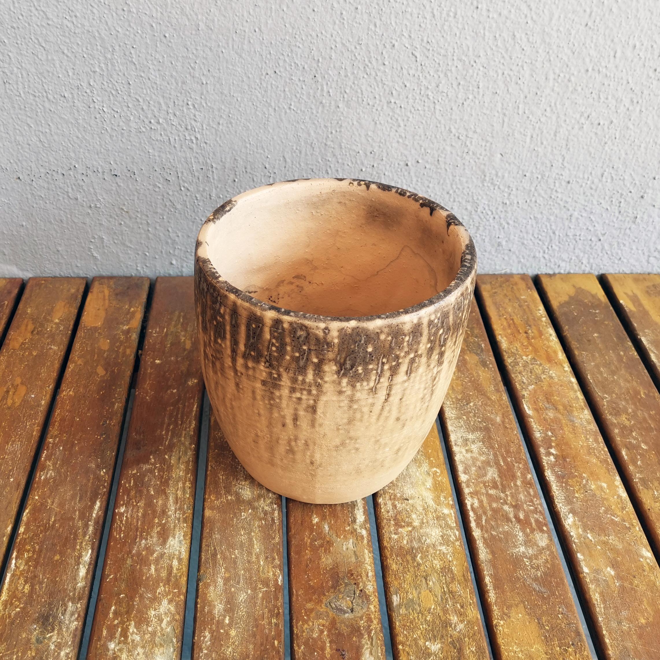 Modern Seicho Raku Planter Pot Pottery, Obvara, Handmade Ceramic For Sale
