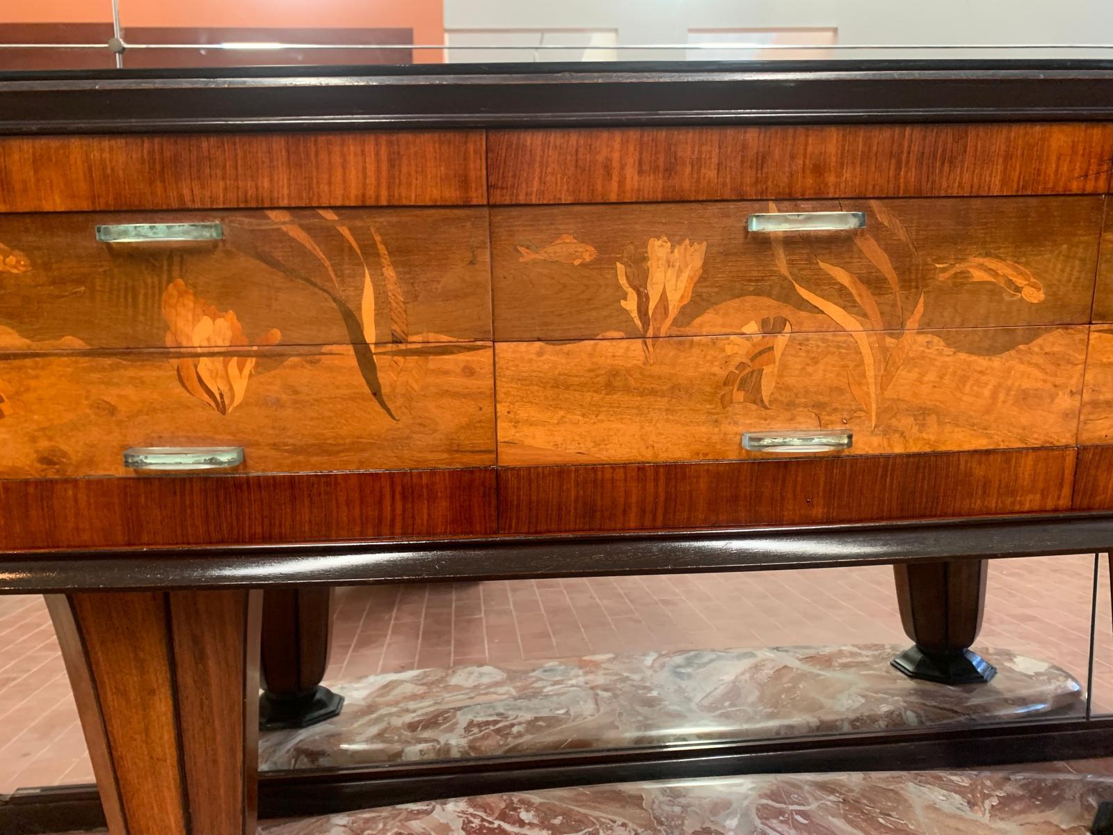 Buffet avec miroir par Dassi Mobili Moderni, années 1950, ensemble de 2 en vente 3