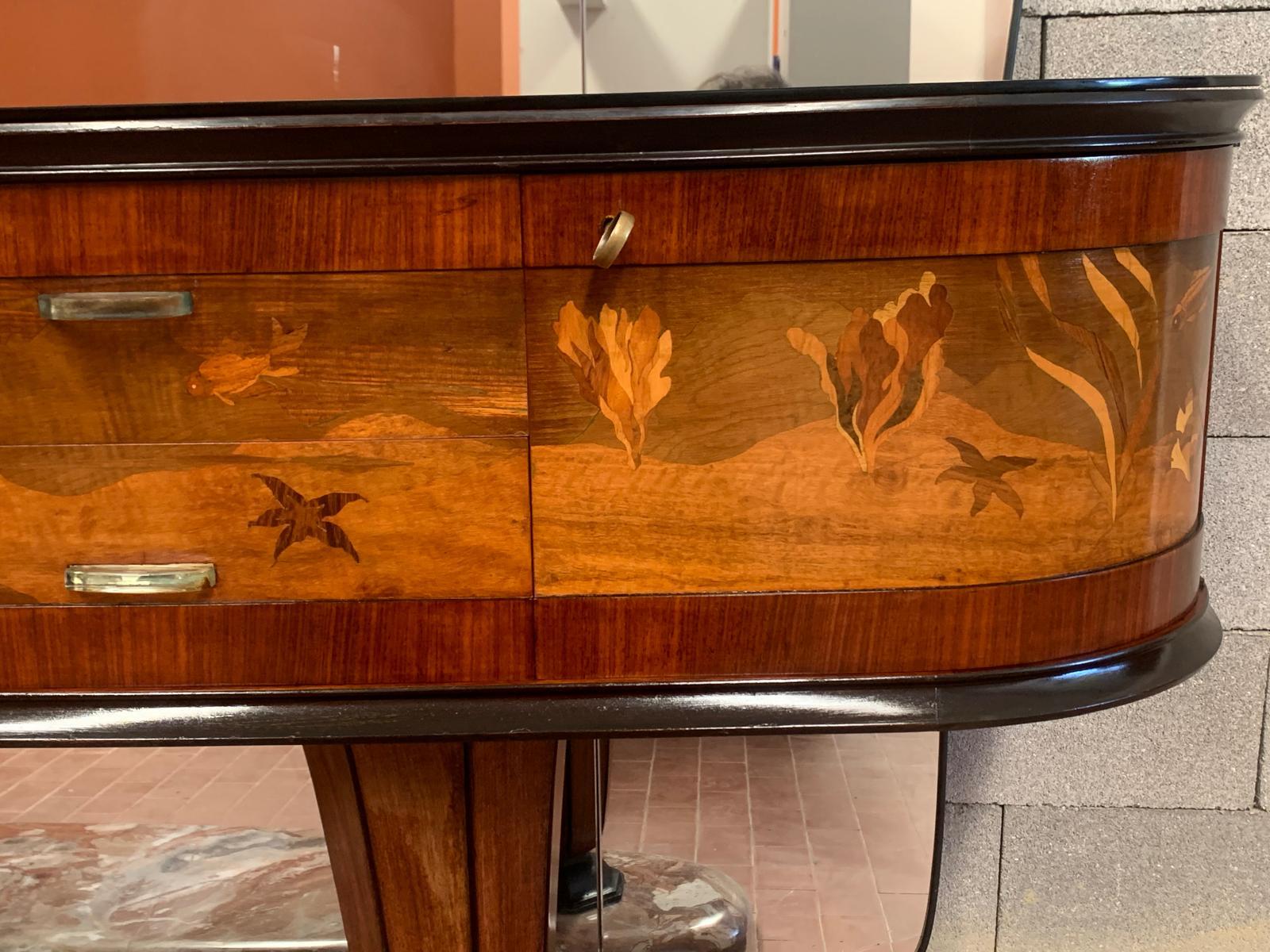 Buffet avec miroir par Dassi Mobili Moderni, années 1950, ensemble de 2 en vente 4