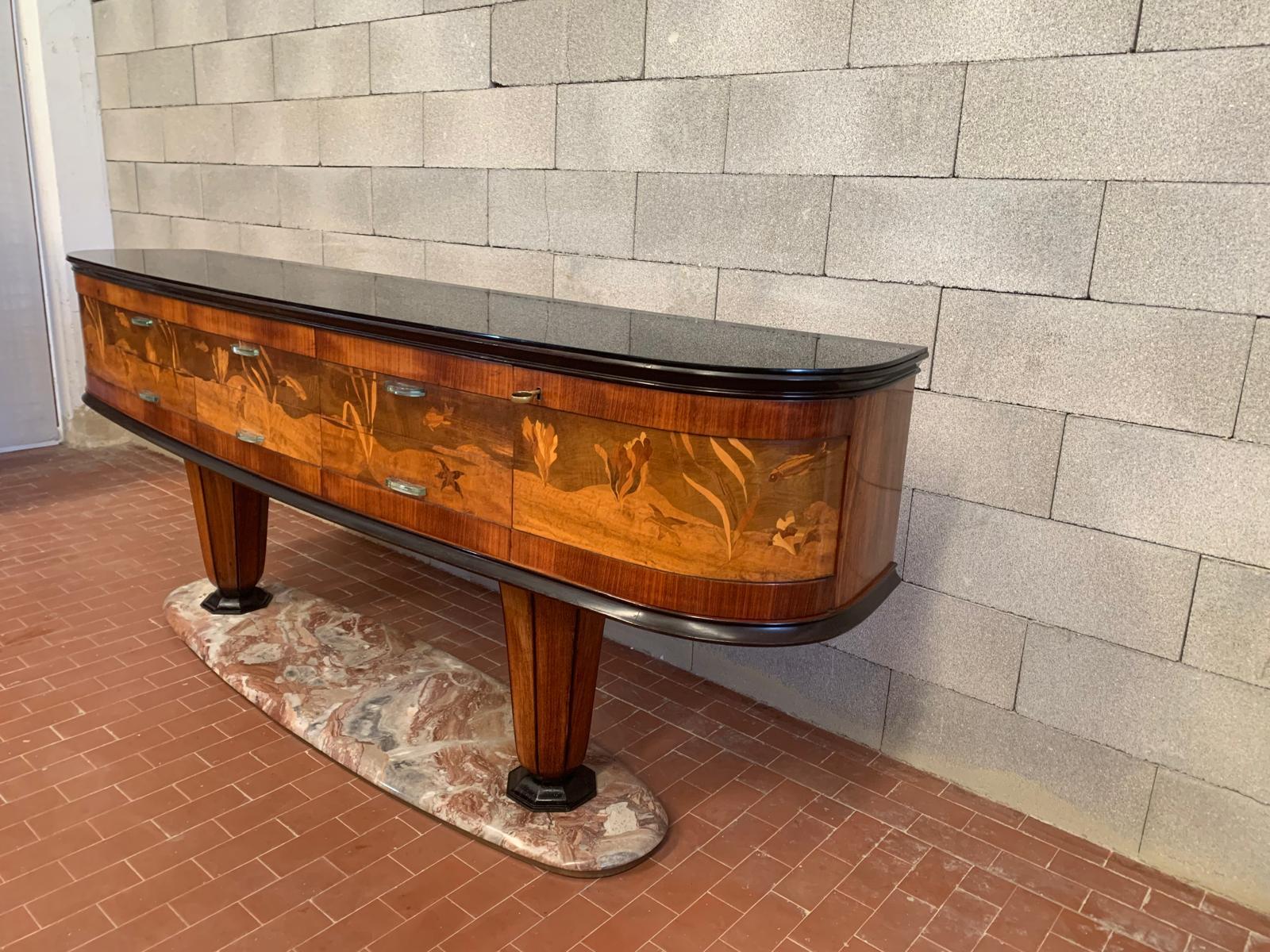 Buffet avec miroir par Dassi Mobili Moderni, années 1950, ensemble de 2 en vente 8