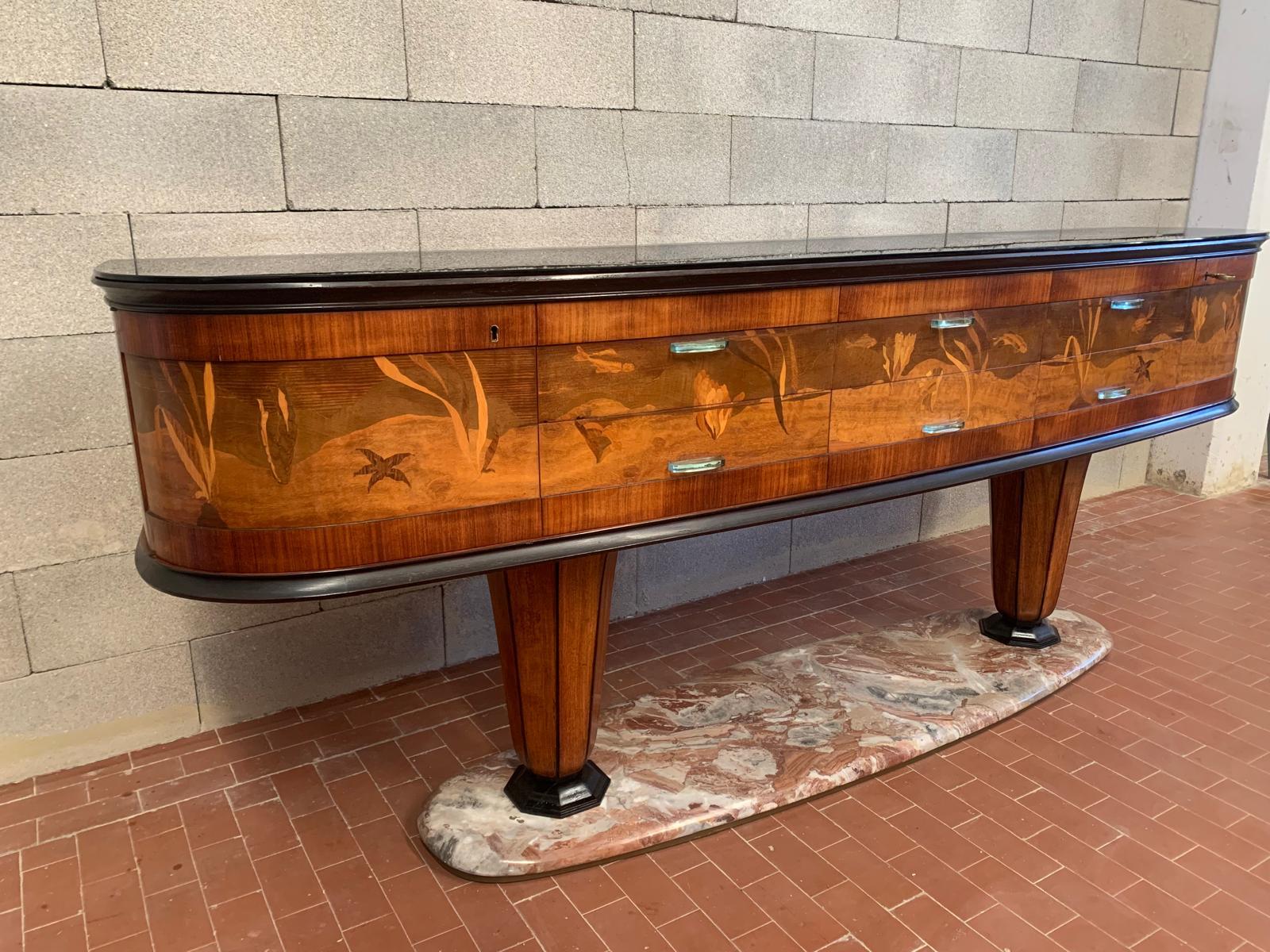 Buffet avec miroir par Dassi Mobili Moderni, années 1950, ensemble de 2 en vente 9