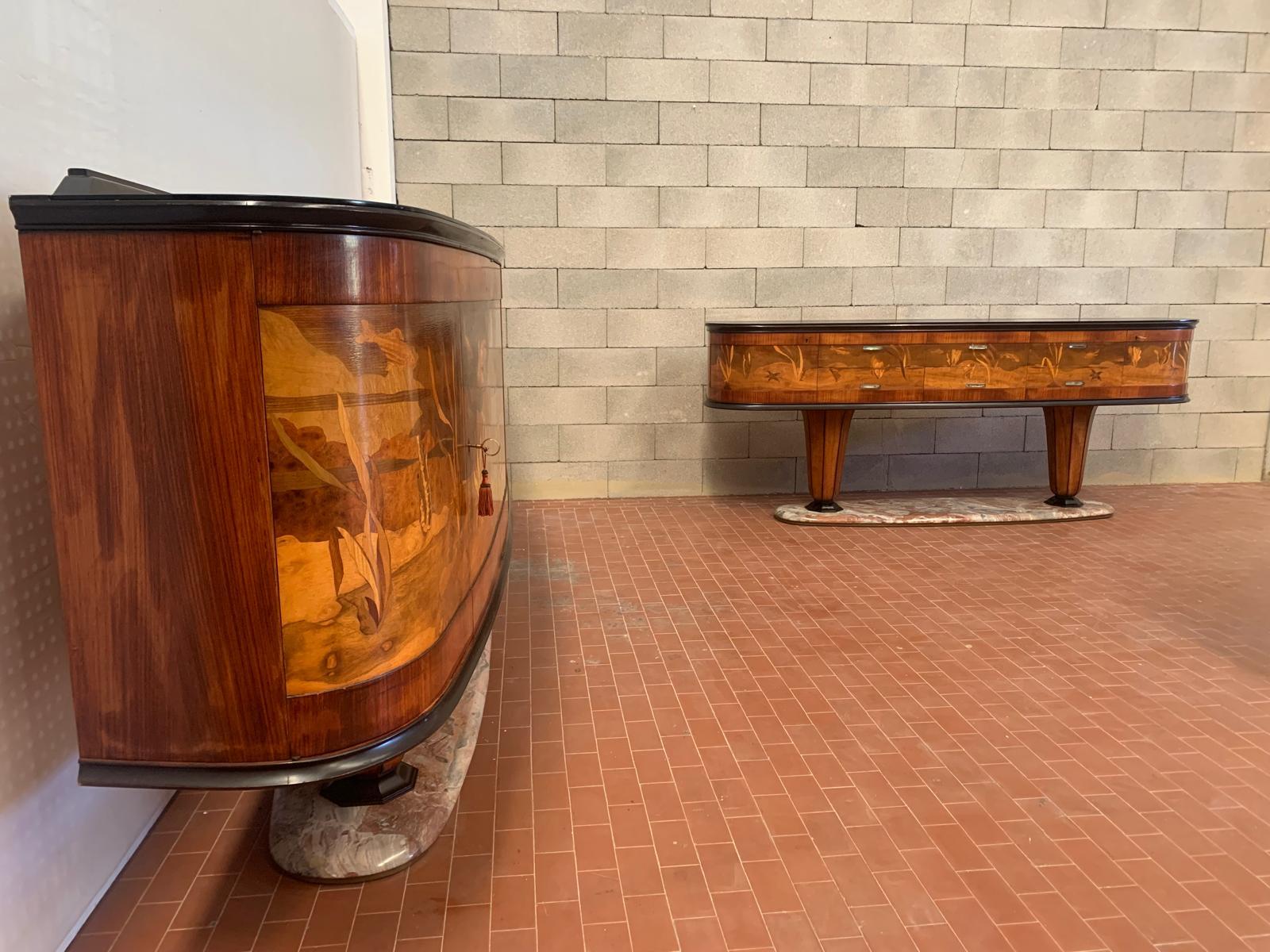 Buffet avec miroir par Dassi Mobili Moderni, années 1950, ensemble de 2 en vente 10