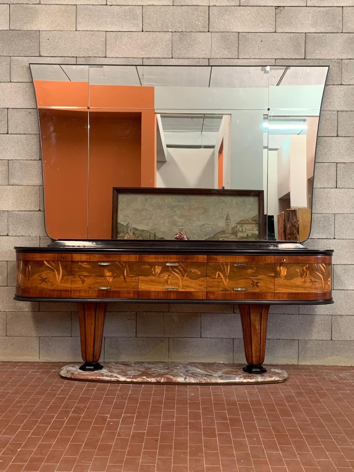 Buffet avec miroir par Dassi Mobili Moderni, années 1950, ensemble de 2 en vente 12