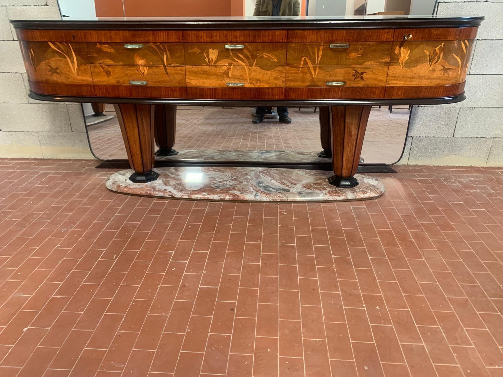 Buffet avec miroir par Dassi Mobili Moderni, années 1950, ensemble de 2 Bon état - En vente à Montelabbate, PU