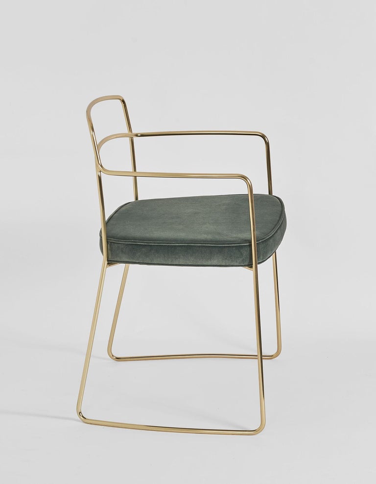 Modern Seidecimi Aureo Contemporary Minimalist Gold Armchair Made in Italy by Lapiegawd For Sale