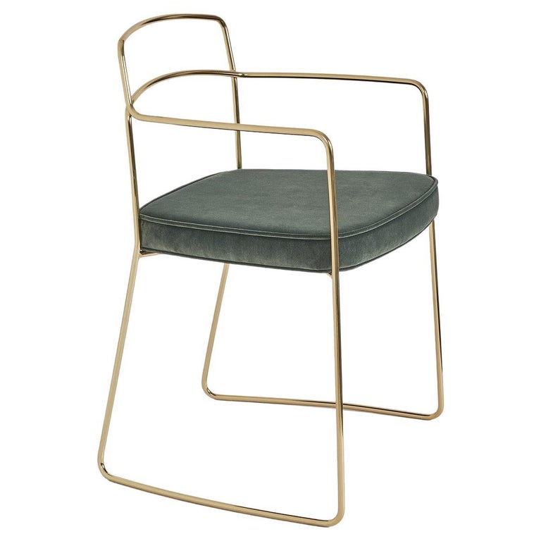 Seidecimi Aureo Contemporary Minimalist Gold Armchair Made in Italy by Lapiegawd For Sale