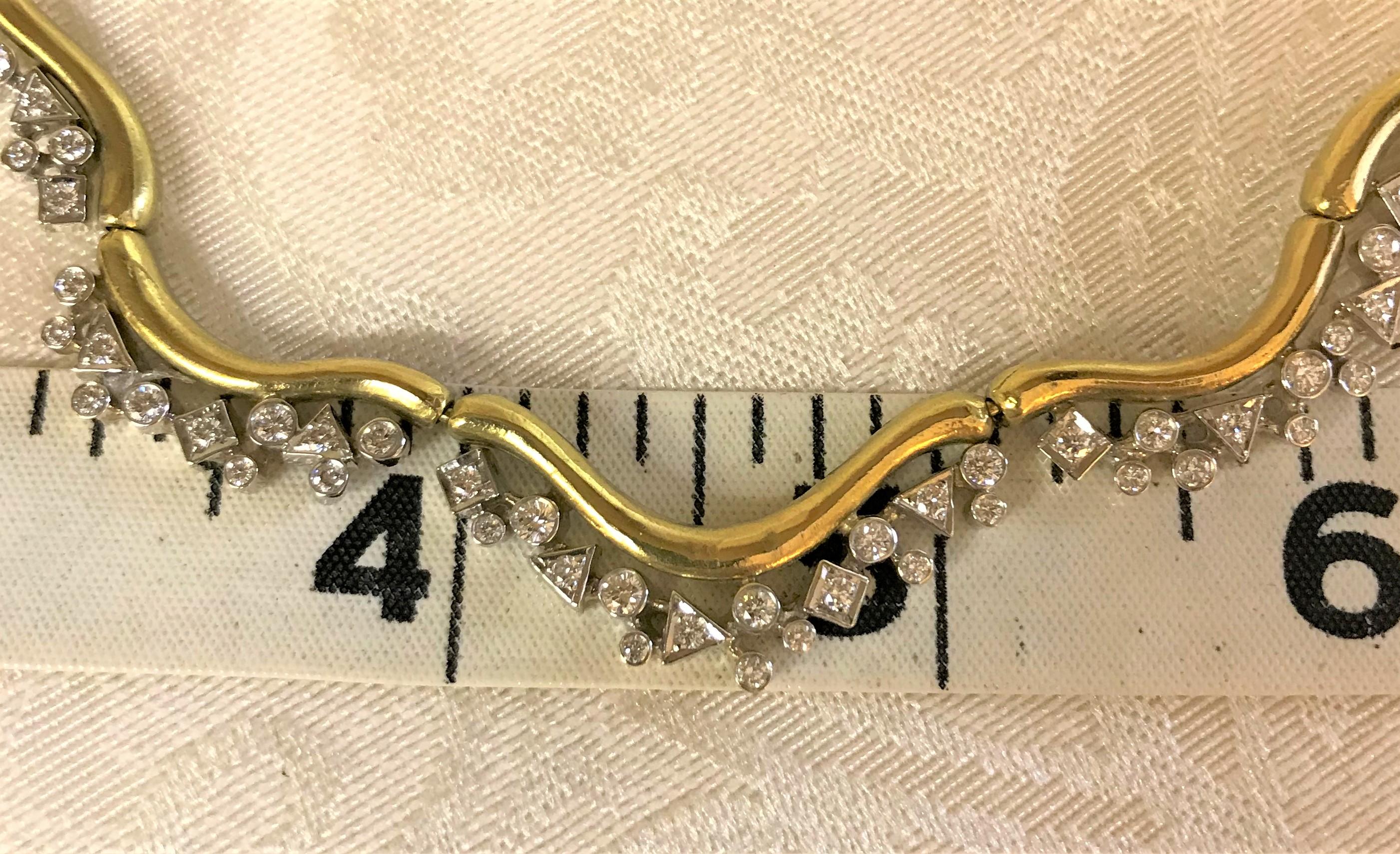 Women's or Men's Seiden Gang 18 Karat Diamond Wave Necklace